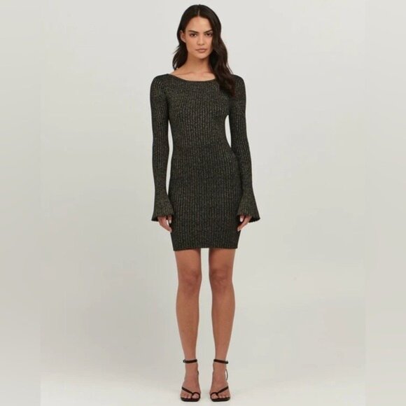 Charlie Holiday Kiara Mini Dress in Black Lurex - Picture 2 of 7